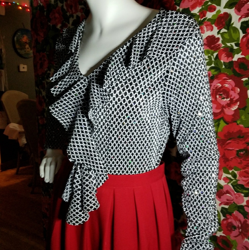 Brittany Black Sparkle Ruffle Top! - Picture 3 of 8